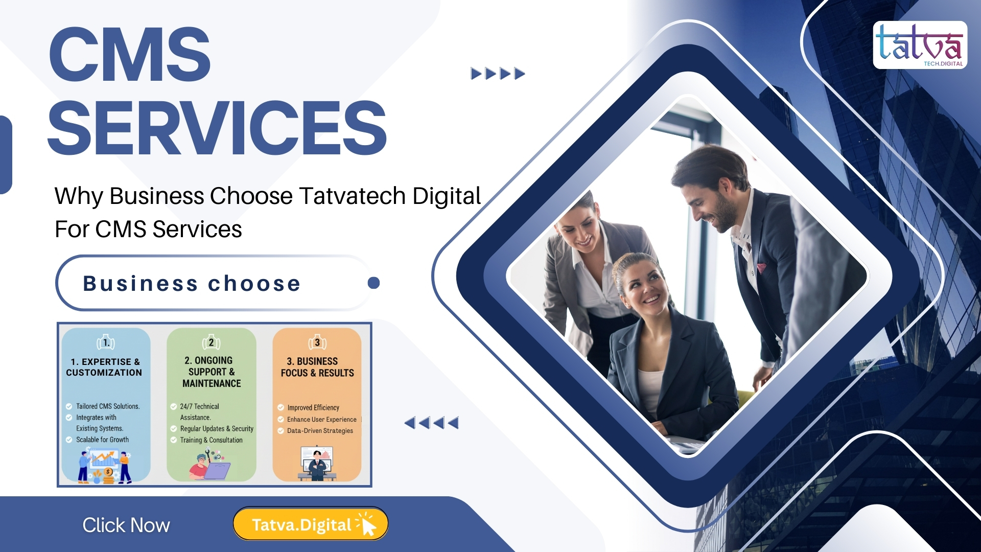 Not all CMS platforms are built the same. The right choice can transform your business growth.

From WordPress and Shopify to Magento and Wix, TatvaTech Digital helps businesses select, develop, and optimize the right CMS solution based on their goals, scalability needs, and budget.

Build smarter. Scale faster. Choose Tatvatech Digital for powerful CMS solutions.